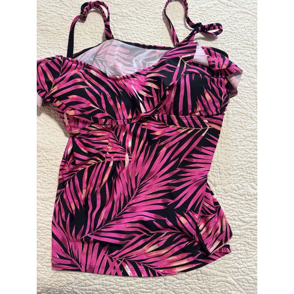 Island Escape Womens Size 16 Beach Bound Tahiti Printed Tankini Top Pink